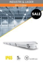 Armaturhus för LED-lysrör 2x1200mm IP65