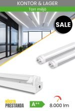 Öppen LED-armatur med hög prestanda inklusive 2st LED-lysrör, 1200mm, 50W/840/4000K