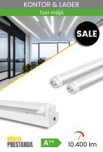 Öppen LED-armatur med hög prestanda inklusive 2st LED-lysrör, 1500mm, 66W/840/4000K
